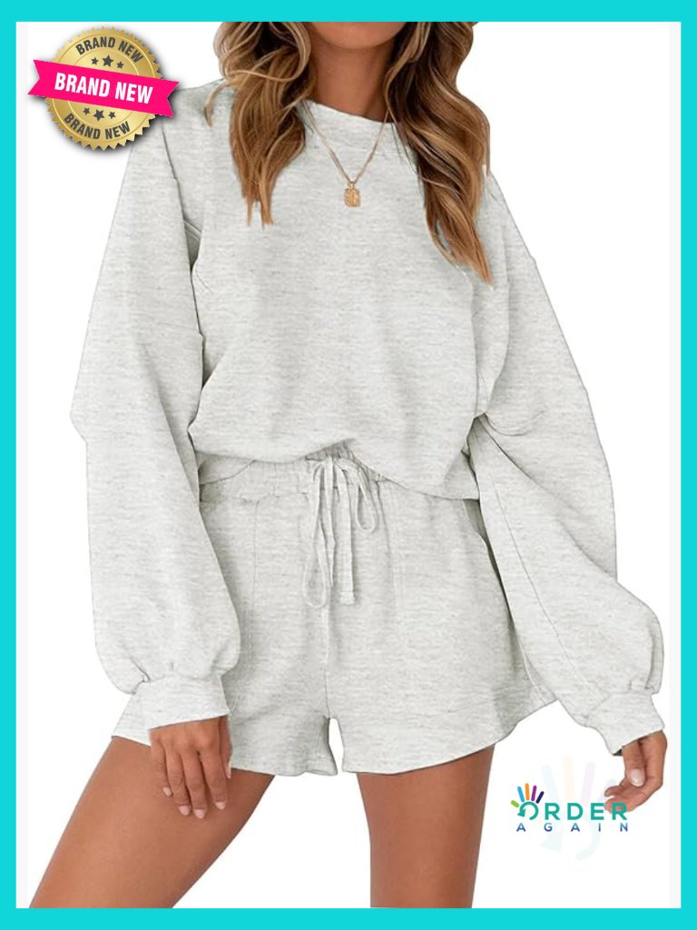 Oversized Batwing Sleeve Lounge Set With Shorts 2 Piece Sweat Suit Casual